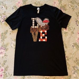 Ladies Medium Custom-Made “I Love Razorbacks” Black T-shirt Design